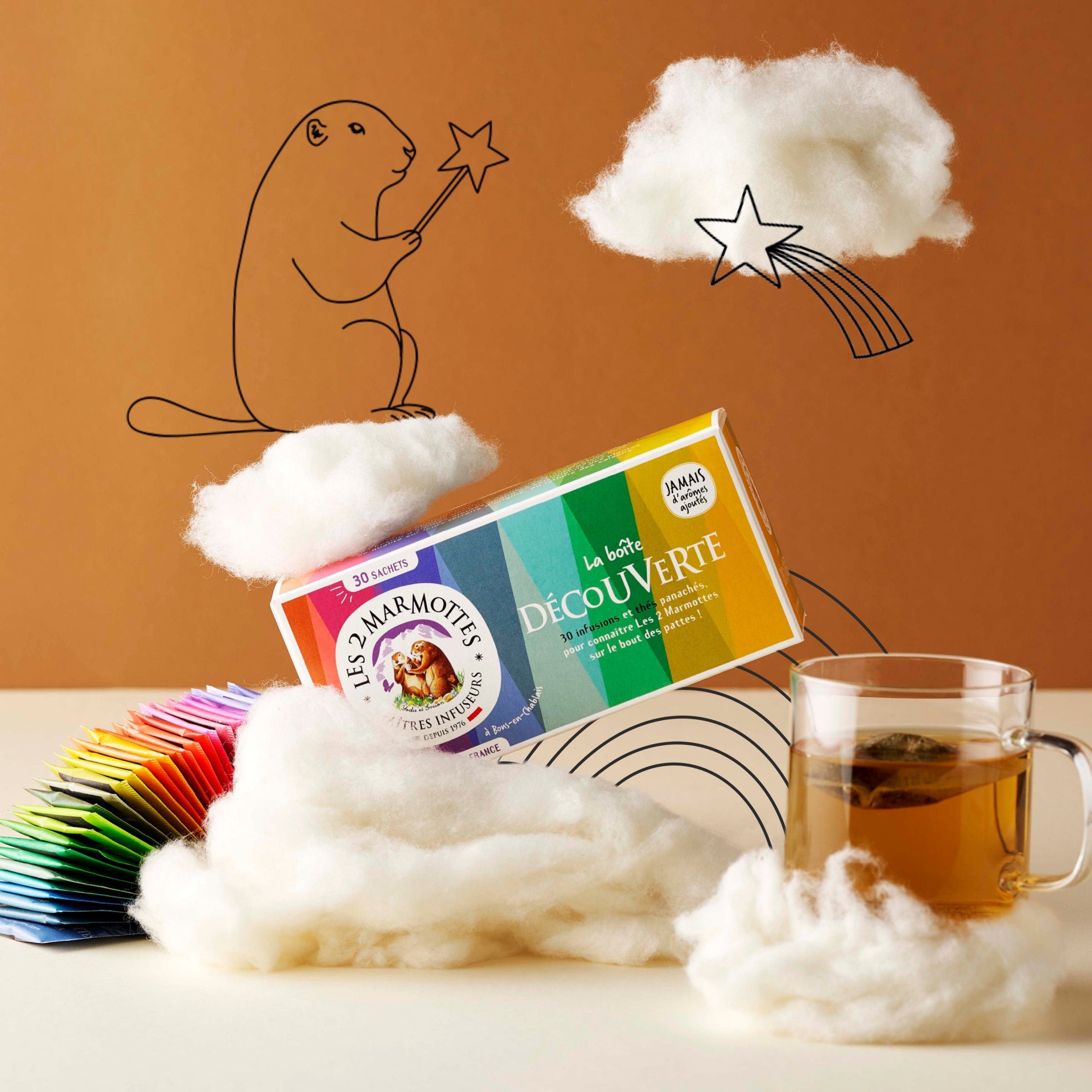 La boîte découverte, 30 parfums de tisanes et thés différents dans 1 seule boîte, idée cadeau moins de 10€ pour secret santa