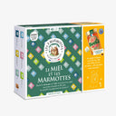 Coffret cadeau : miel et tisanes de thym pour les maux de gorge. Tisanes naturelles Les 2 Marmottes, miel de fleurs origine France
