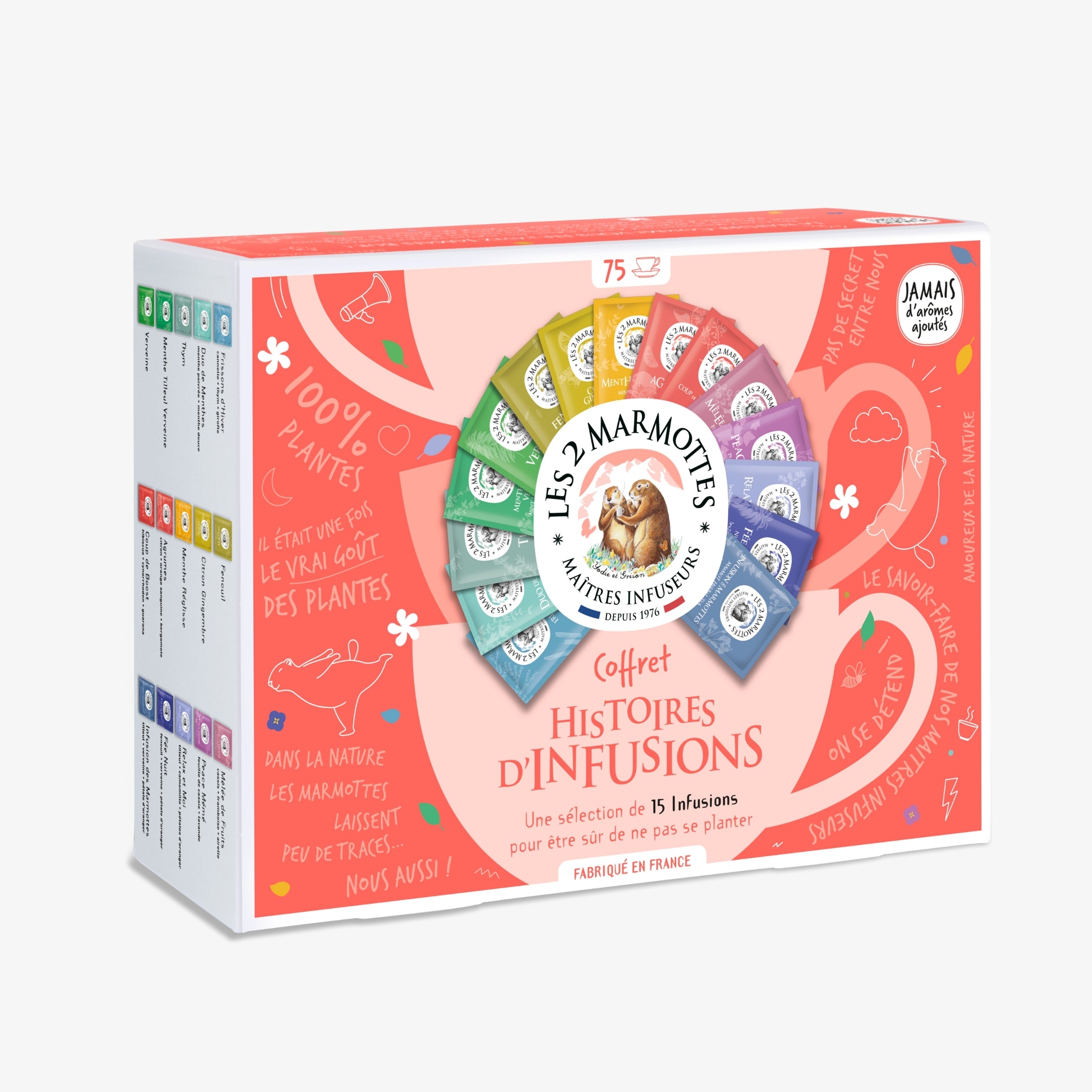 Coffret cadeau sans thé : 15 tisanes naturelles fabriquées en France