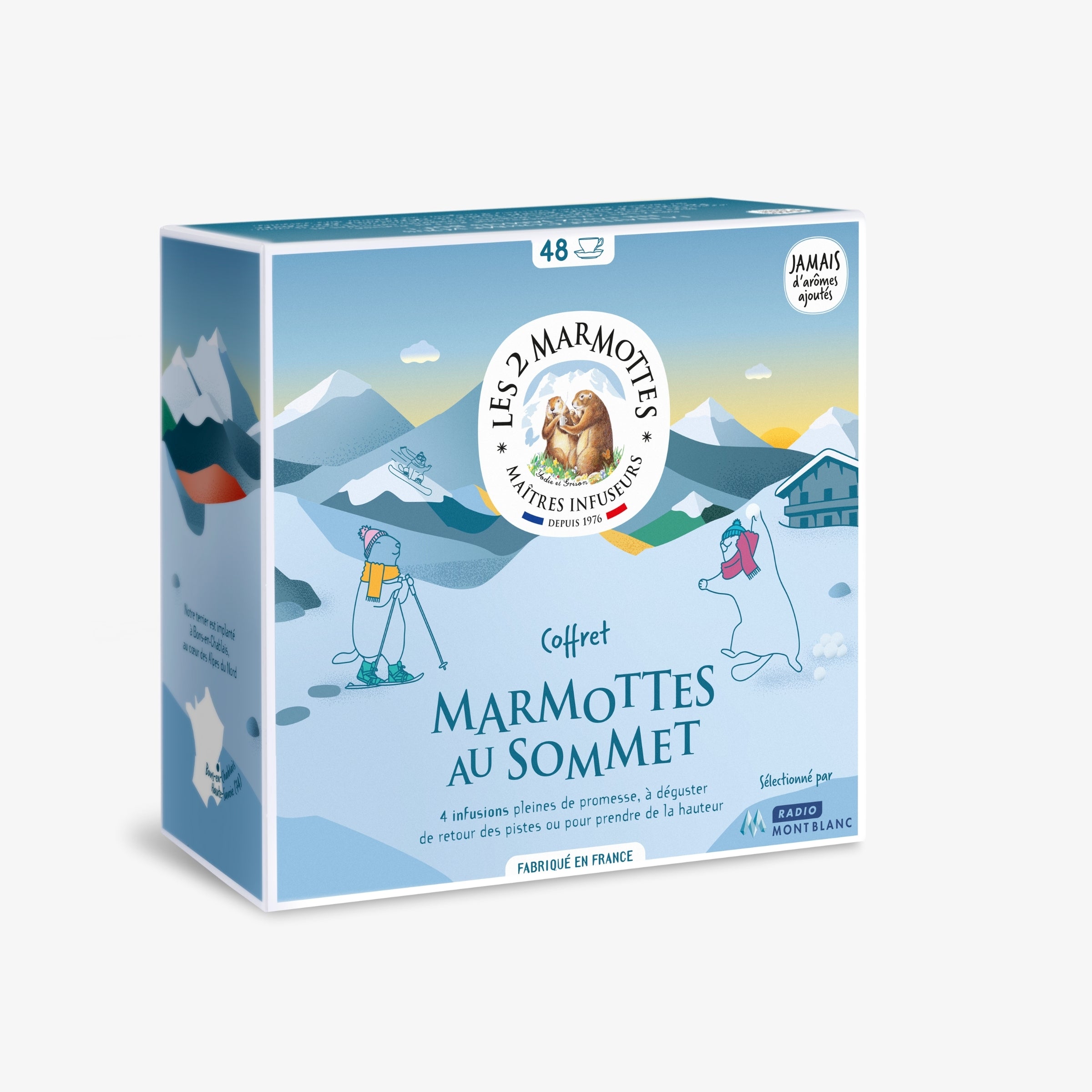 Petit coffret Marmottes au Sommet, 4 tisanes d'hiver pour se sentir sur les pistes enneigées