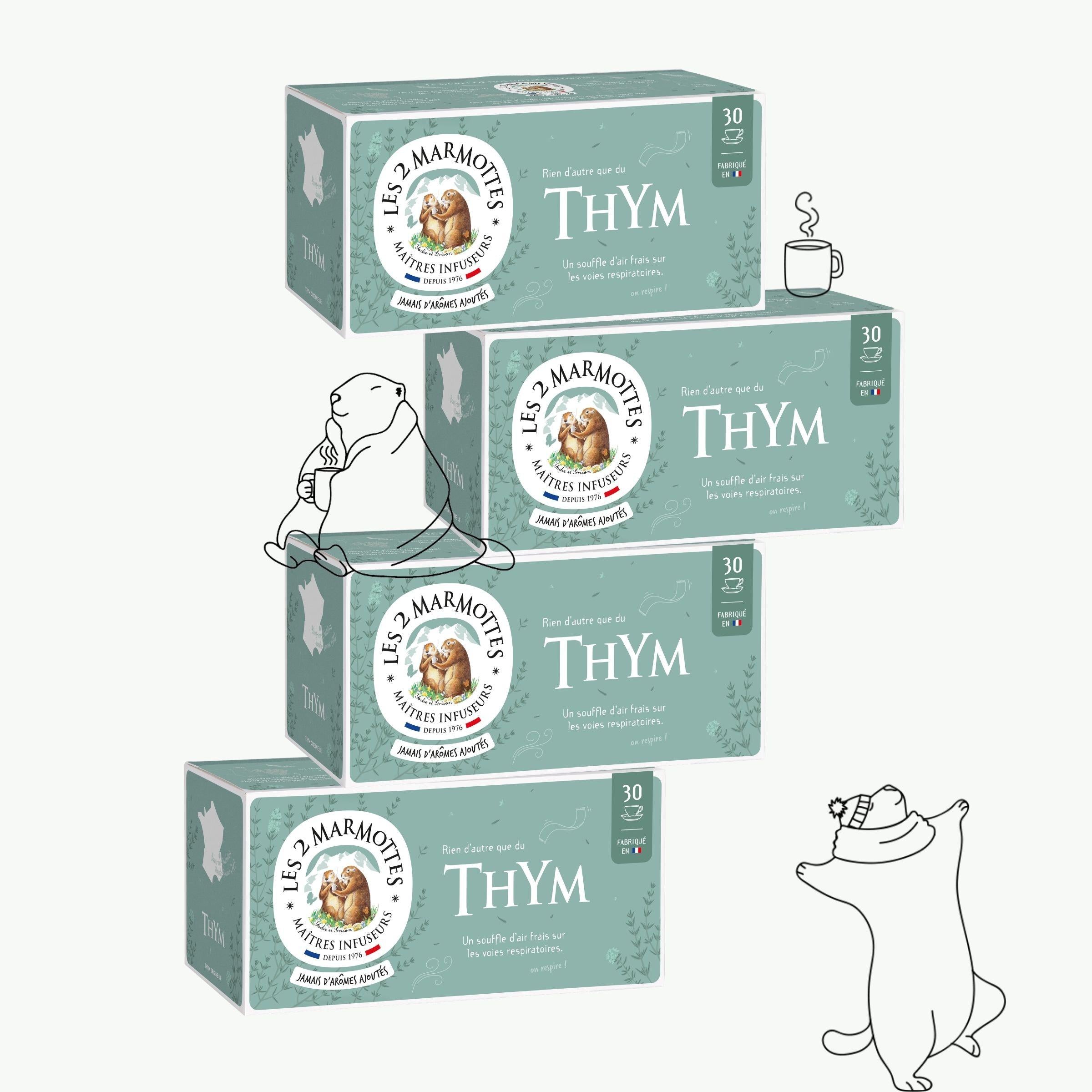 4 boîtes de tisane de thym à prix réduit, lot économique 120 sachets