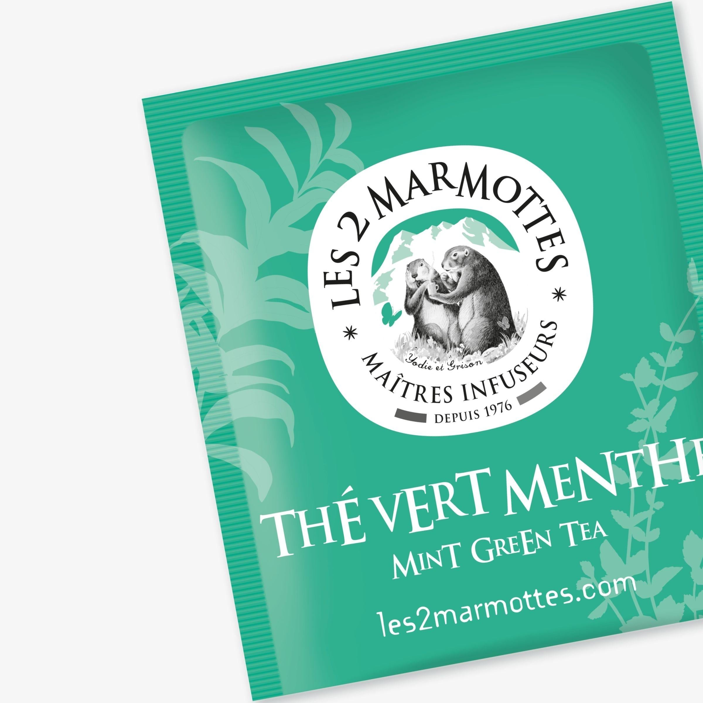 Sachet de thé vert à la menthe bio les 2 marmottes