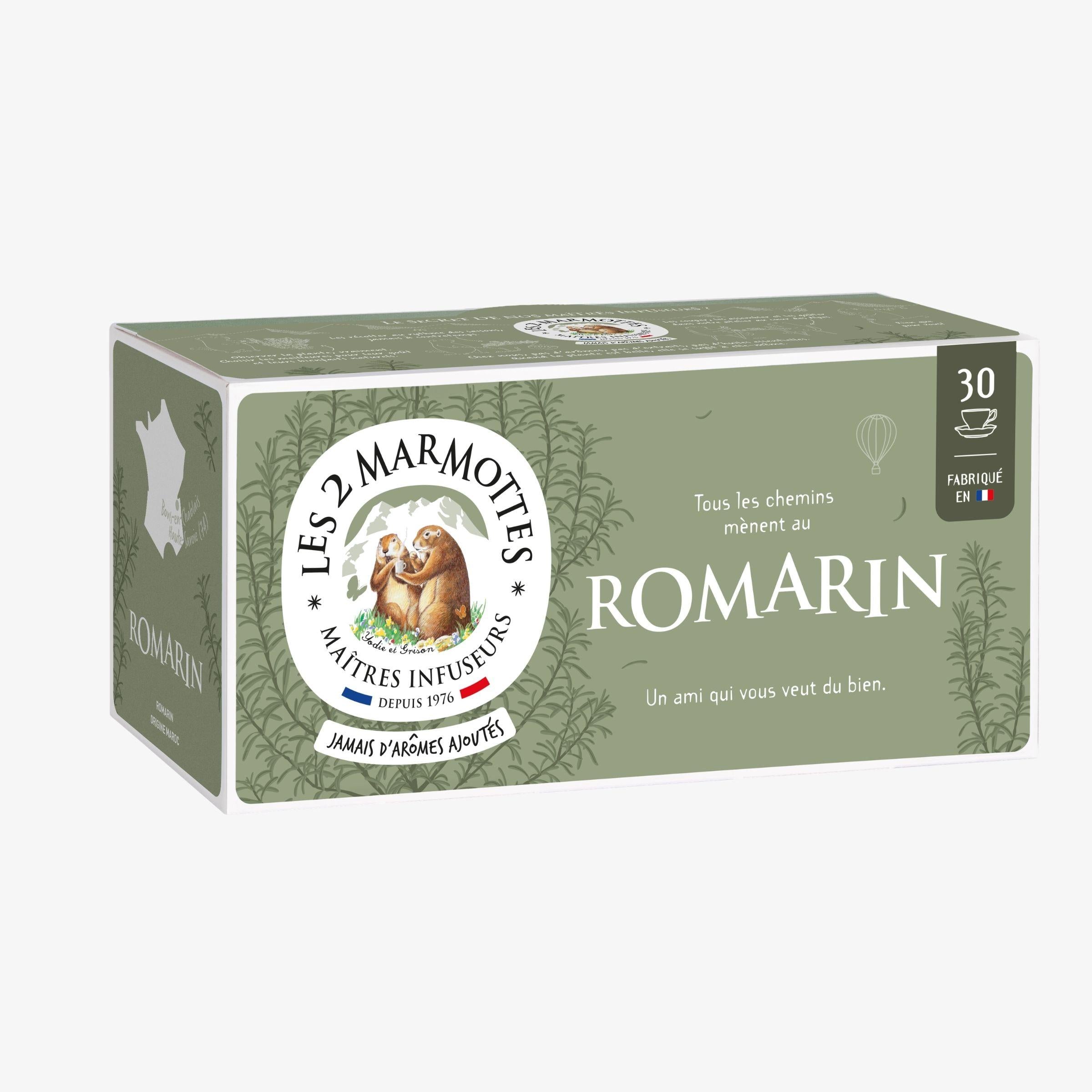 Infusion Romarin 100% plantes Les 2 Marmottes - Made in France - Sans arômes ajoutés