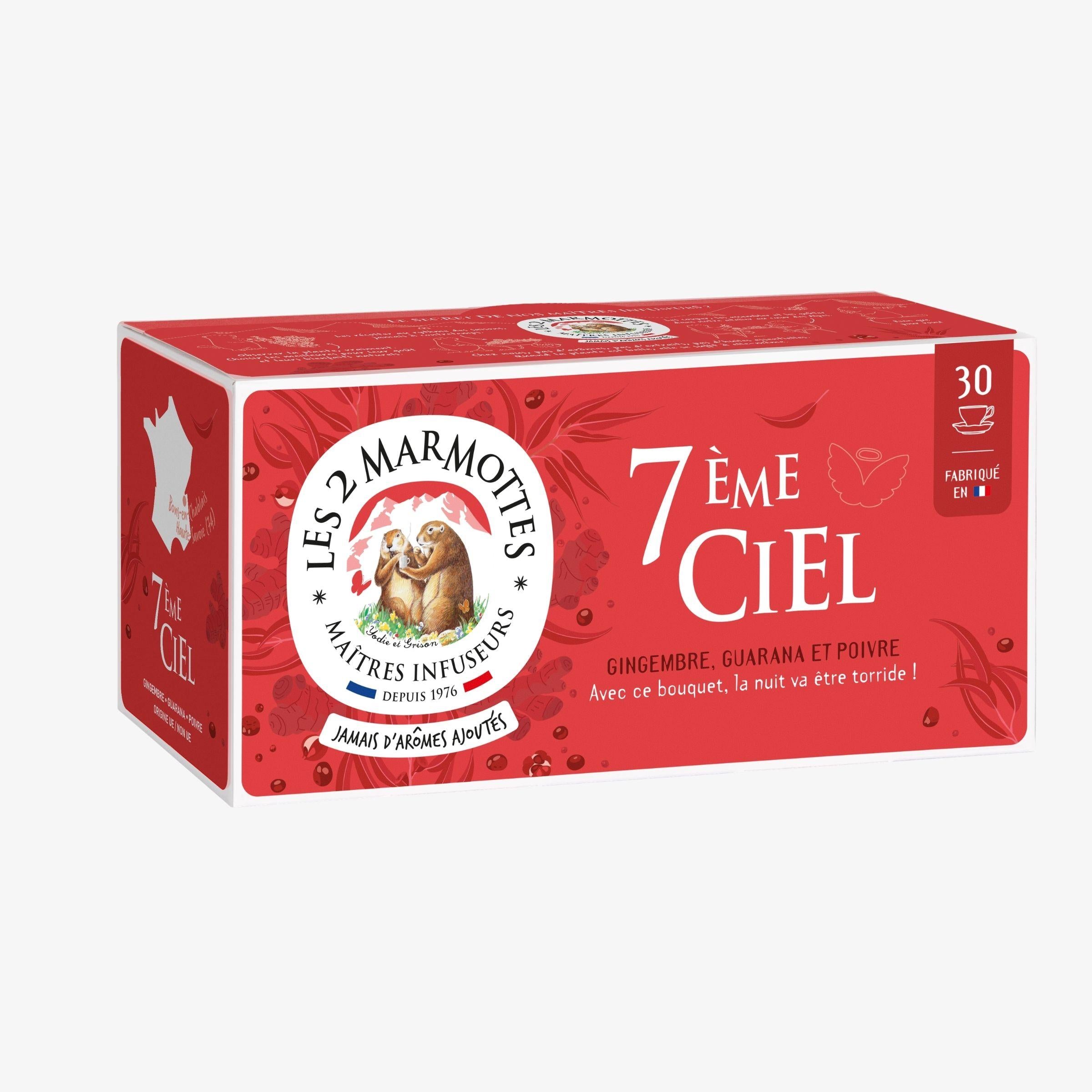 Infusion gingembre, poivre et guarana 7e ciel Les 2 Marmottes - Made in France - Sans arômes ajoutés