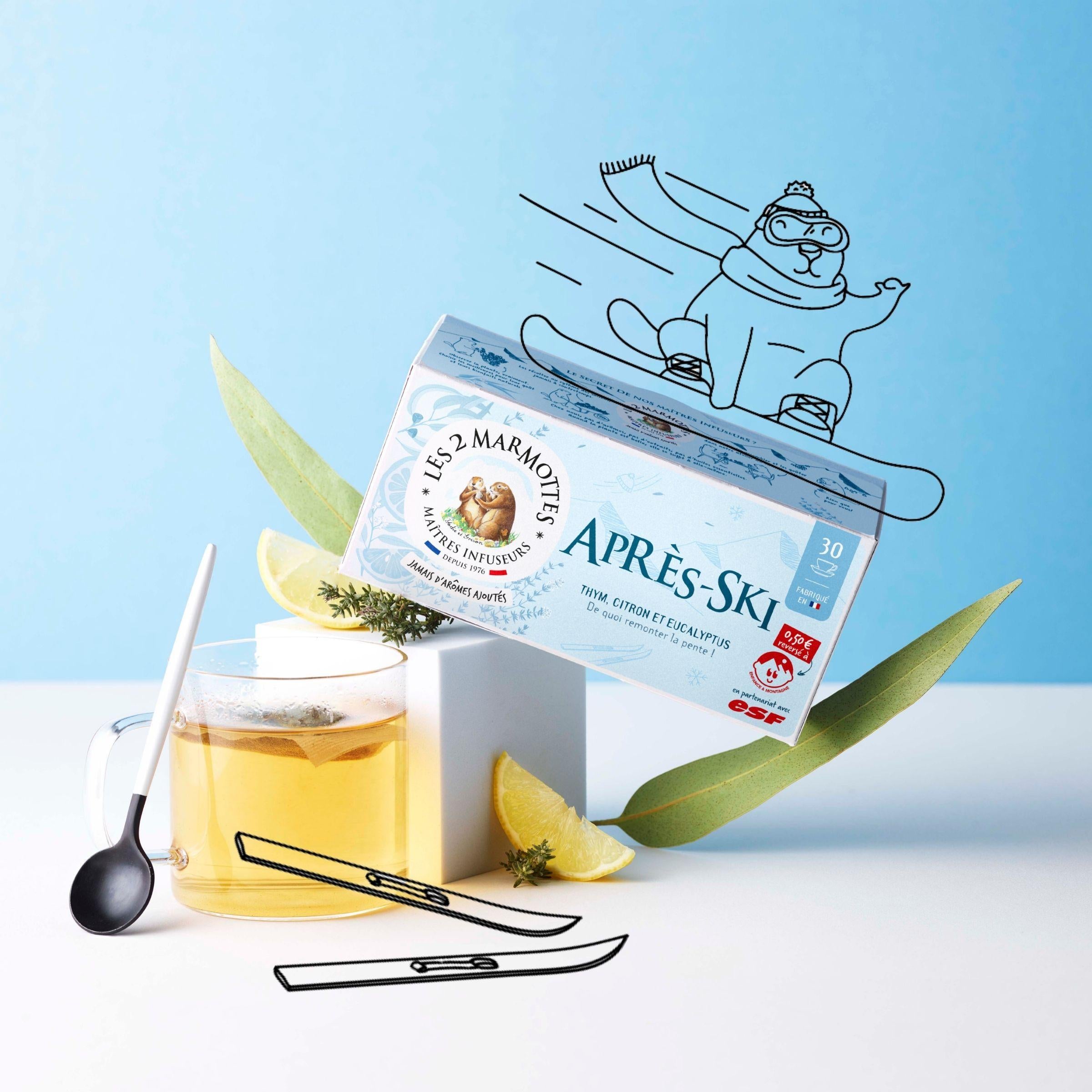 Tisane Après-Ski pour l'hiver : thym, eucalyptus et citron