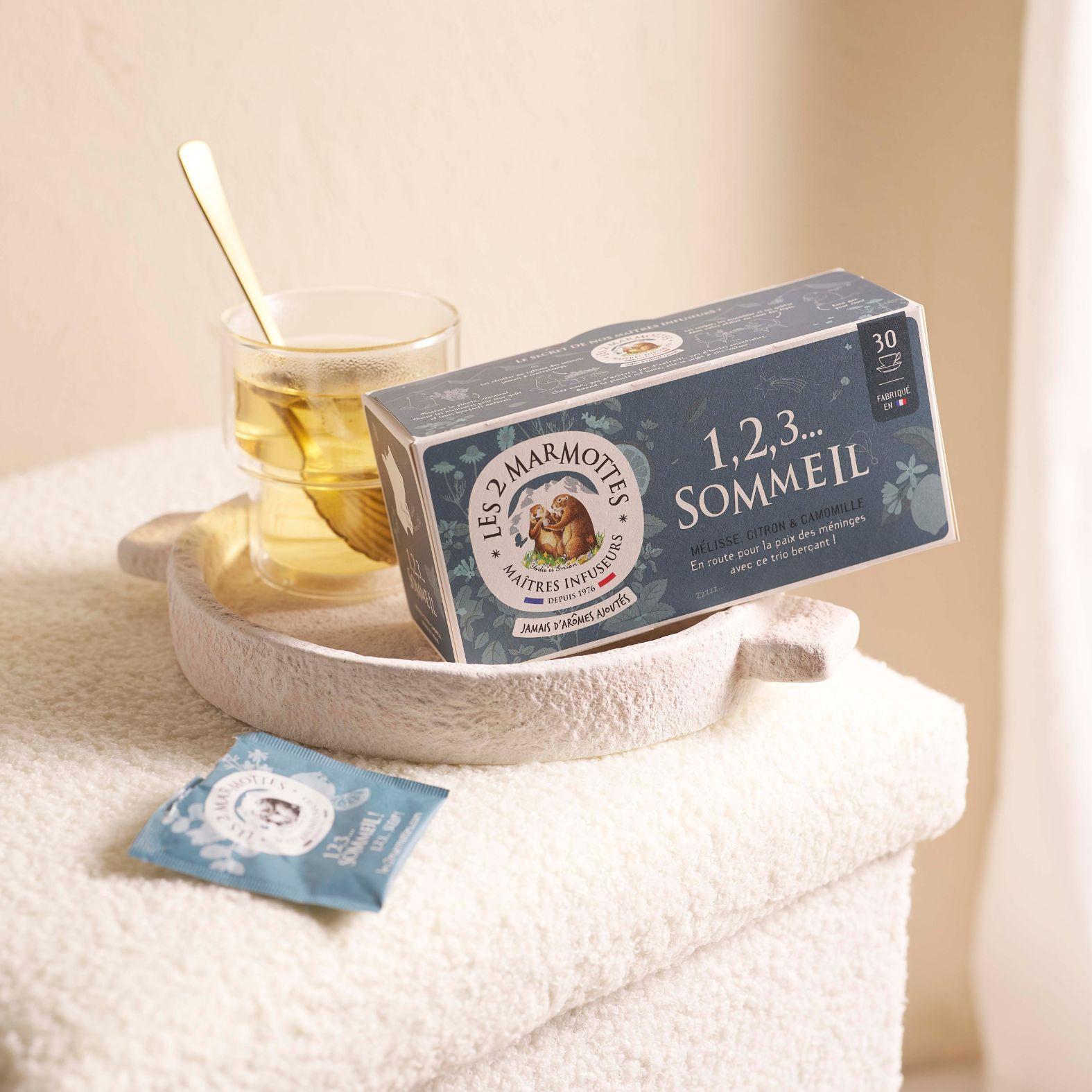 Tisane 123 sommeil : mélisse et camomille à boire avant de se coucher