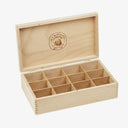 Coffret de rangement thés et tisanes en bois de hêtre clair, 12 cases, contenance 120 sachets