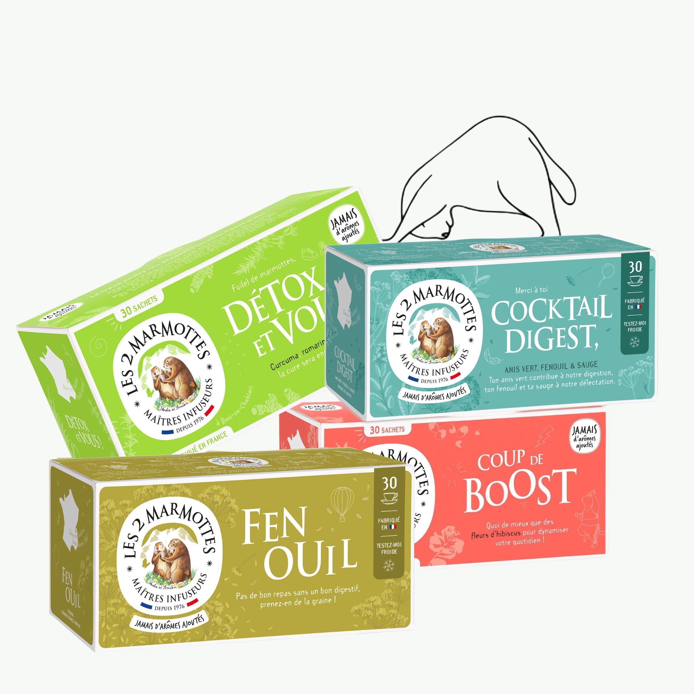 Pack économique de 4 tisanes pour se faire du bien : détox, digestion, energie