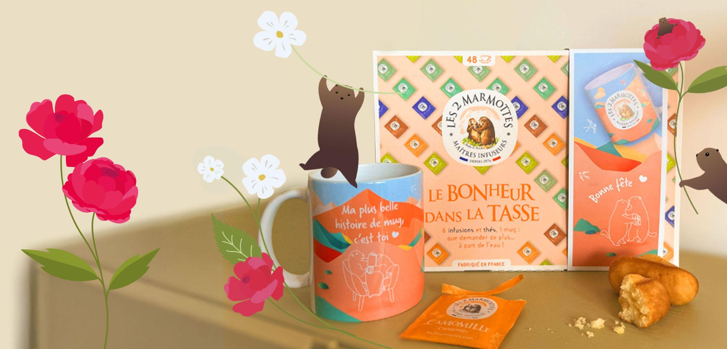 Coffret mug et tisanes cadeau fete des grands meres
