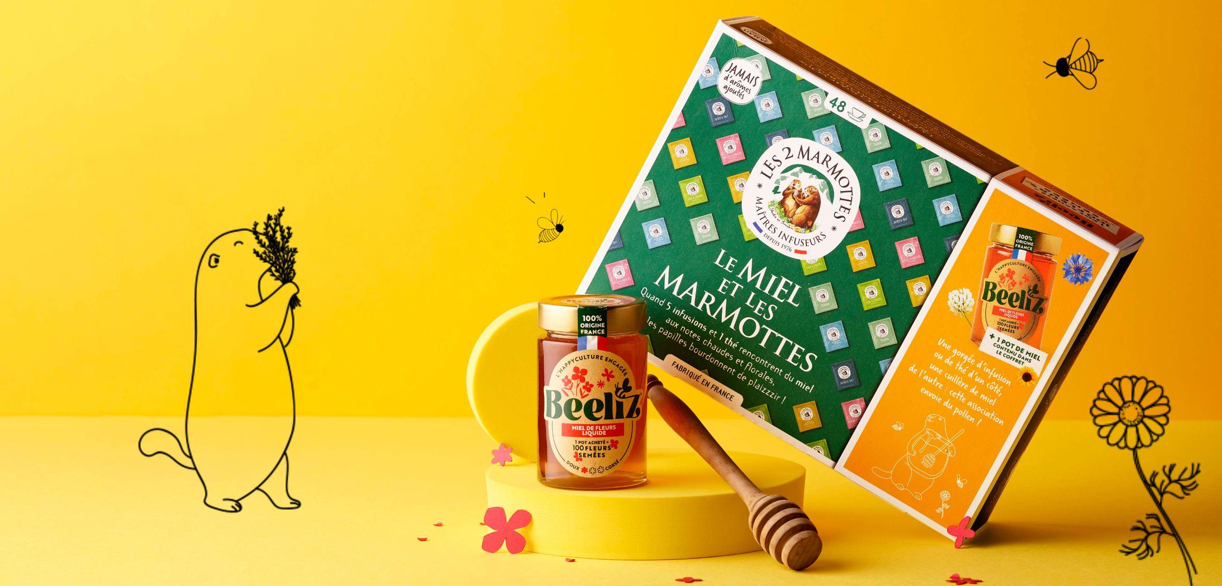 Coffret pour maux de gorge : 1 pot de miel + 48 sachets de tisanes et thés