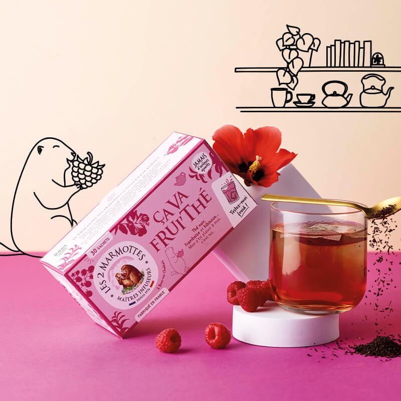 Thé noir biologique aux fruits rouges : framboise et hibiscus, sans arômes ajoutés