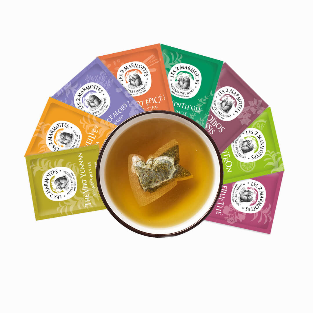 Assortiment du Coffret L'heure des thés : 9 thés verts, thés noirs et rooibos biologiques