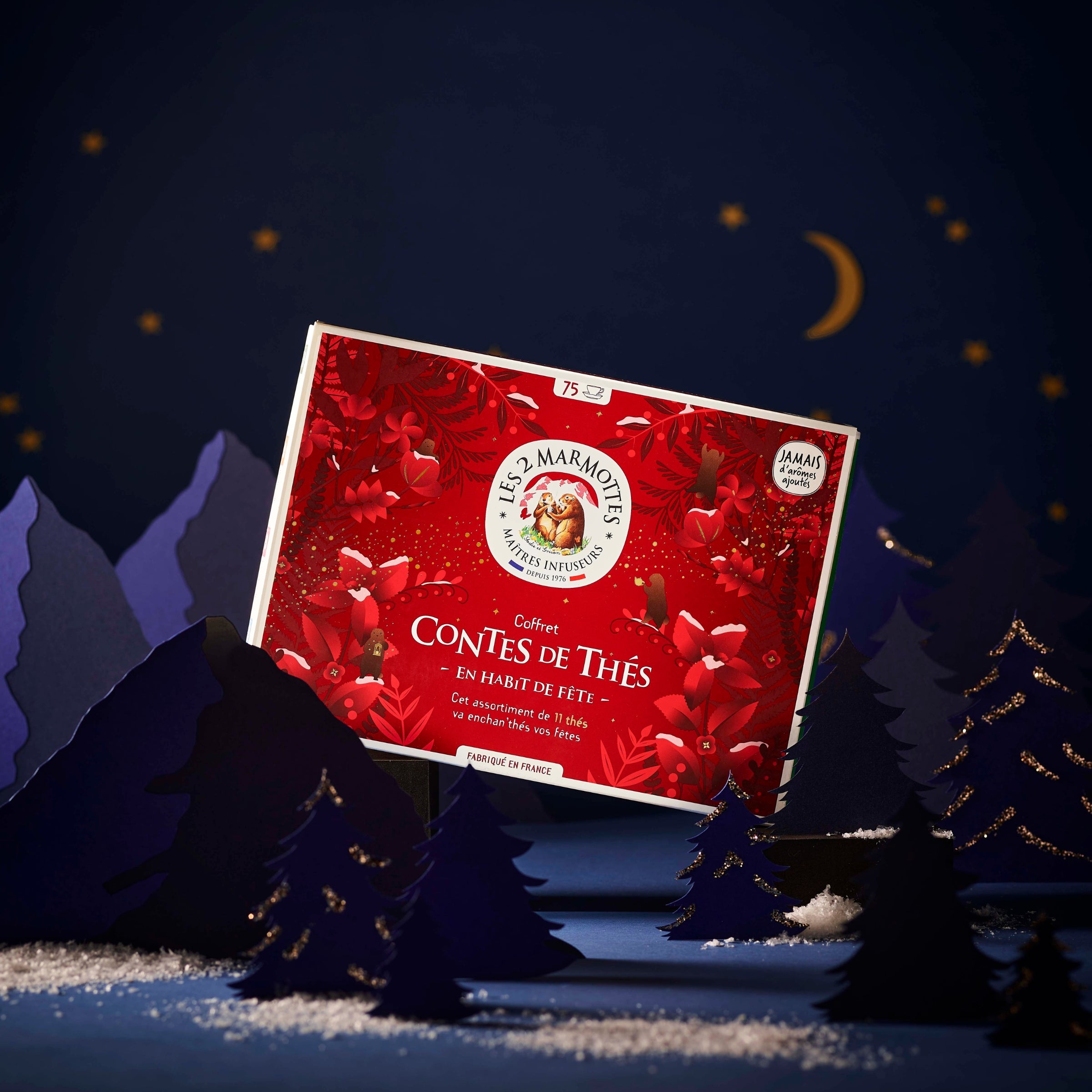 Coffret cadeau thés bios édition de noel, 75 sachets thés naturels sans arômes ajoutés