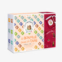 Coffret cadeau 1 Mug de Noël + tisanes et thés. Coffret 48 sachets Le Bonheur dans la Tasse