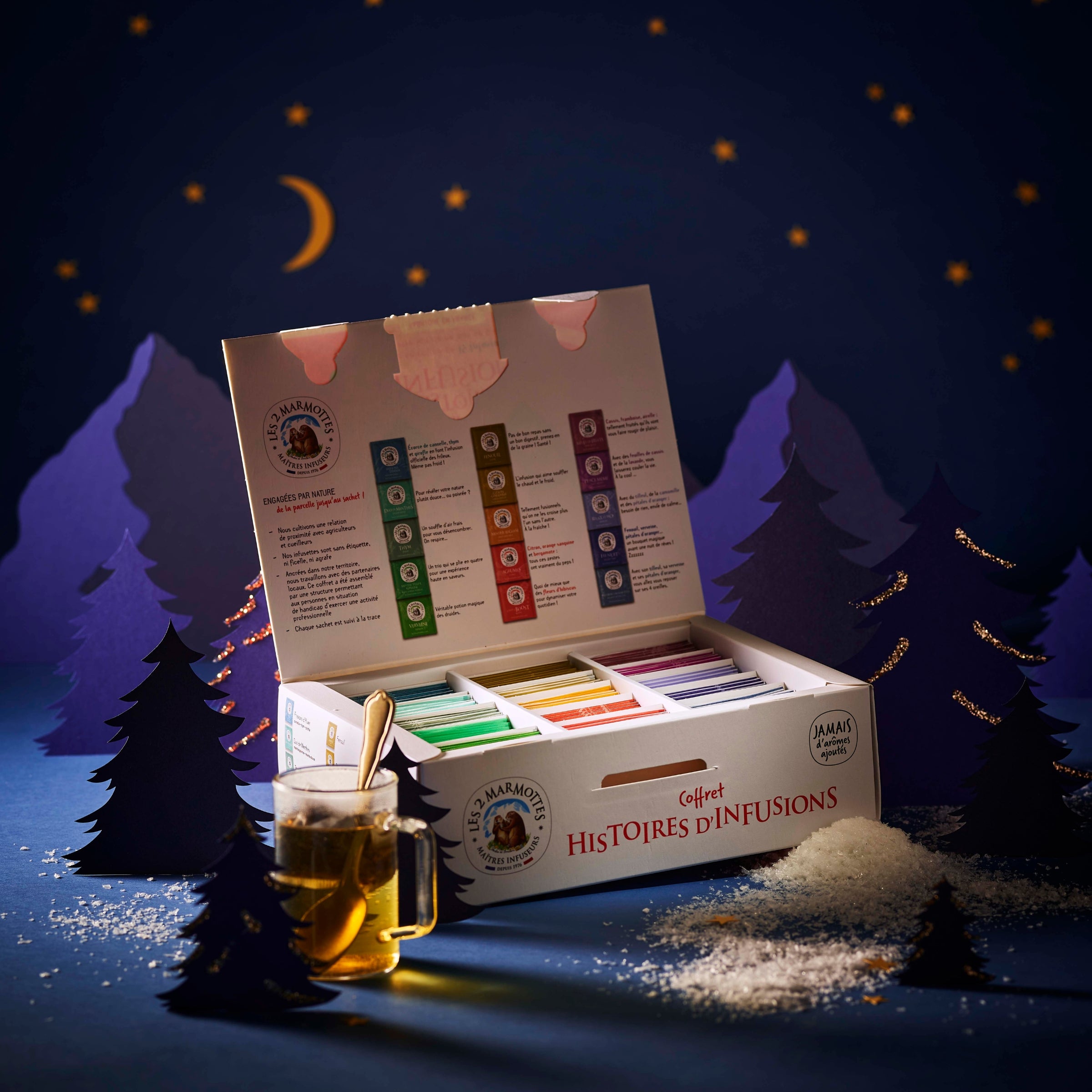 Coffret cadeau de tisanes pour Noël, 15 parfums différents 75 sachets
