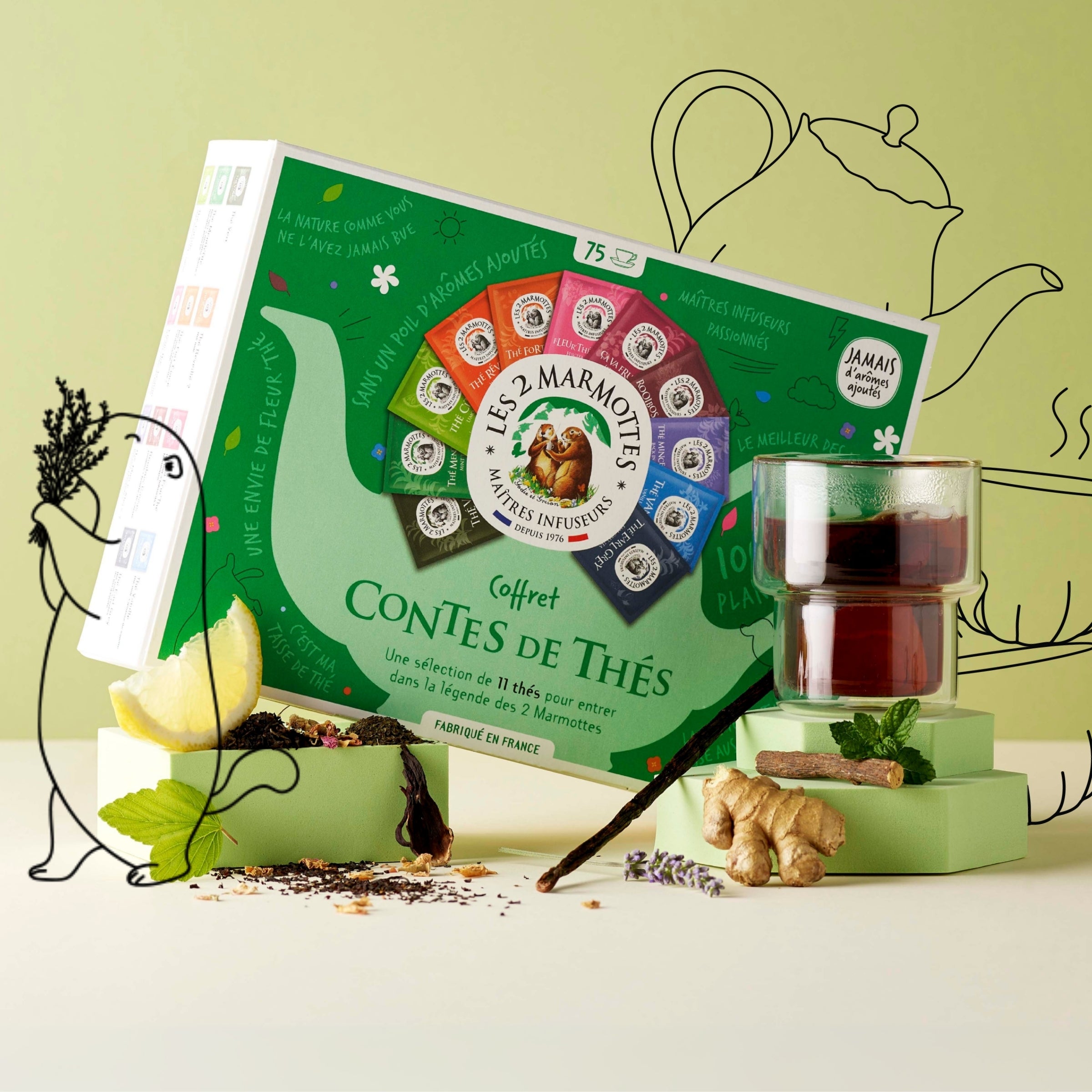 Idée coffret cadeau thés : thés fabriqués en Haute-Savoie, naturellement parfumés sans aucun arôme ajouté