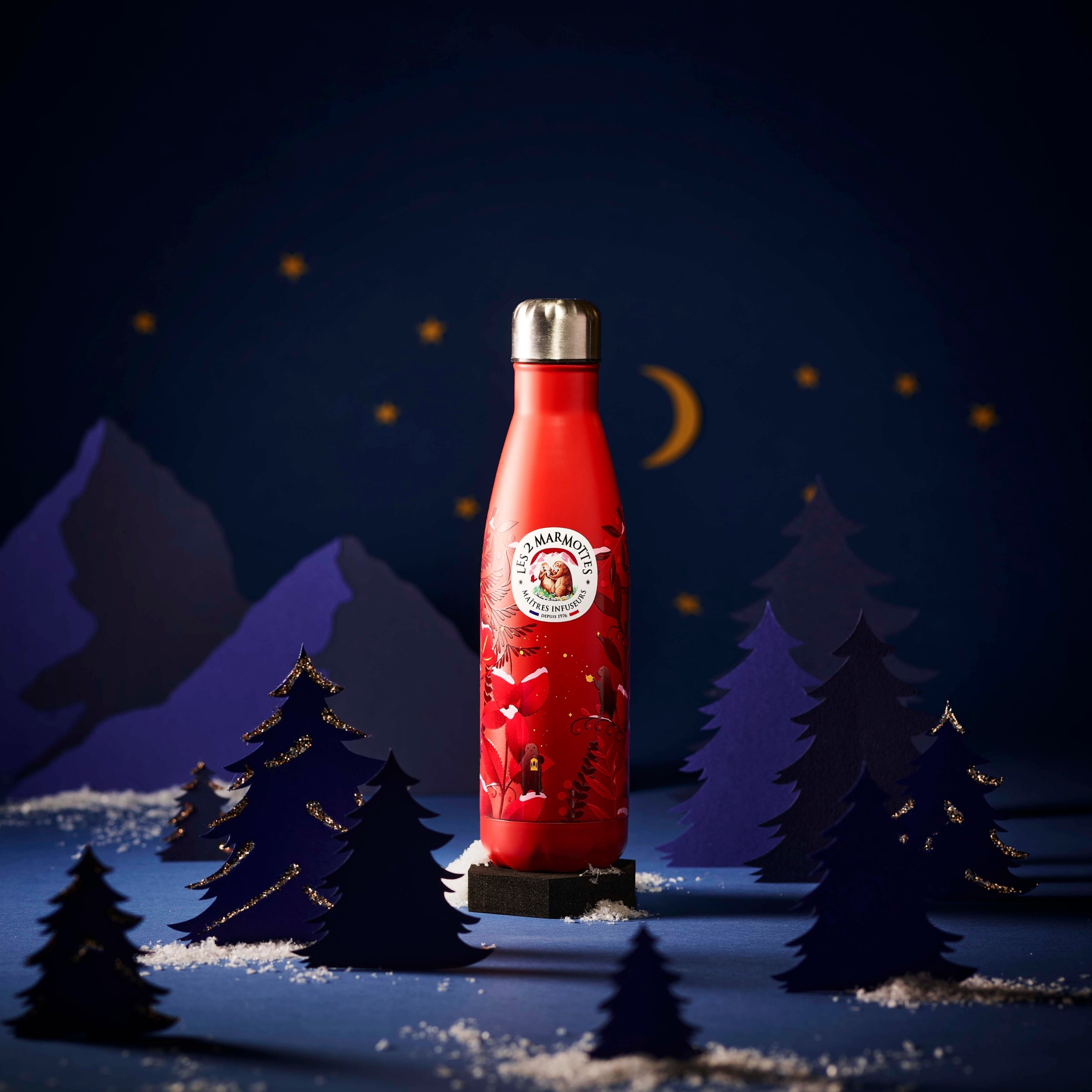 Gourde isotherme rouge et or édition Noël