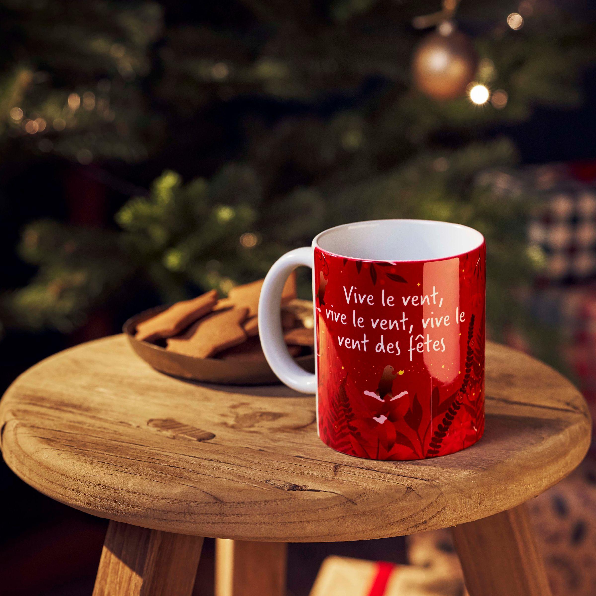 Mug de noel rouge les 2 marmottes, à offrir ou à collectionner, citation festive mignonne