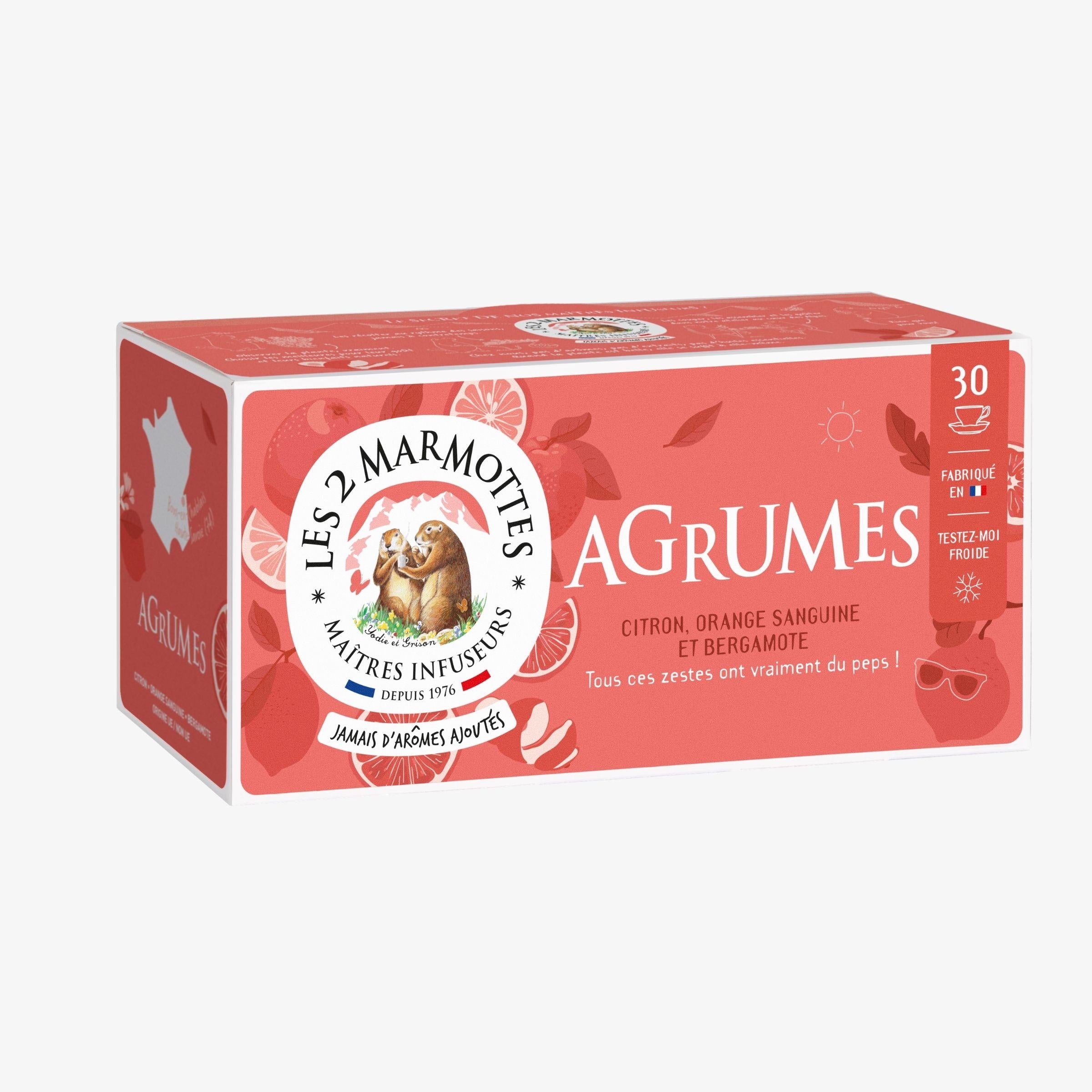 Infusion Agrumes citron orange bergamote Les 2 Marmottes - Made in France - sans arômes ajoutés