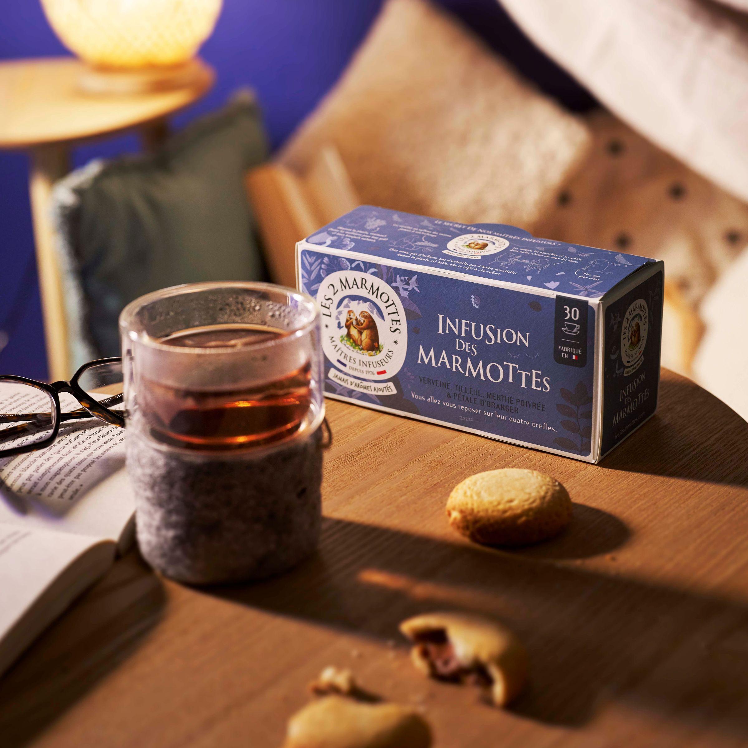 Tisane pour dormir les 2 marmottes : infusion des marmottes, tisane fabrication française, tisane à boire avant de se coucher, 100% plantes sans arômes ajoutés