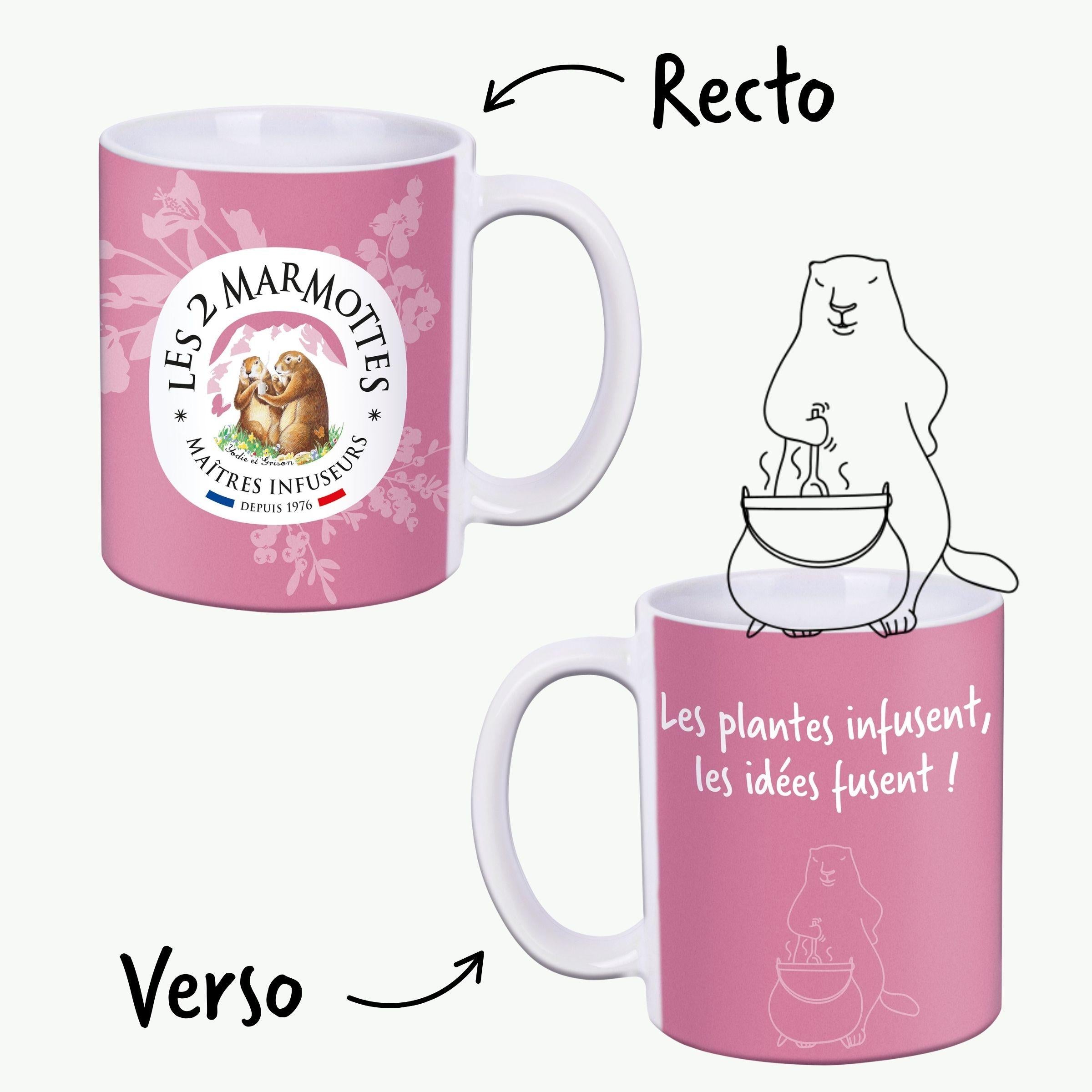 Mug rose les 2 marmottes, tasse à thé citation mignonne