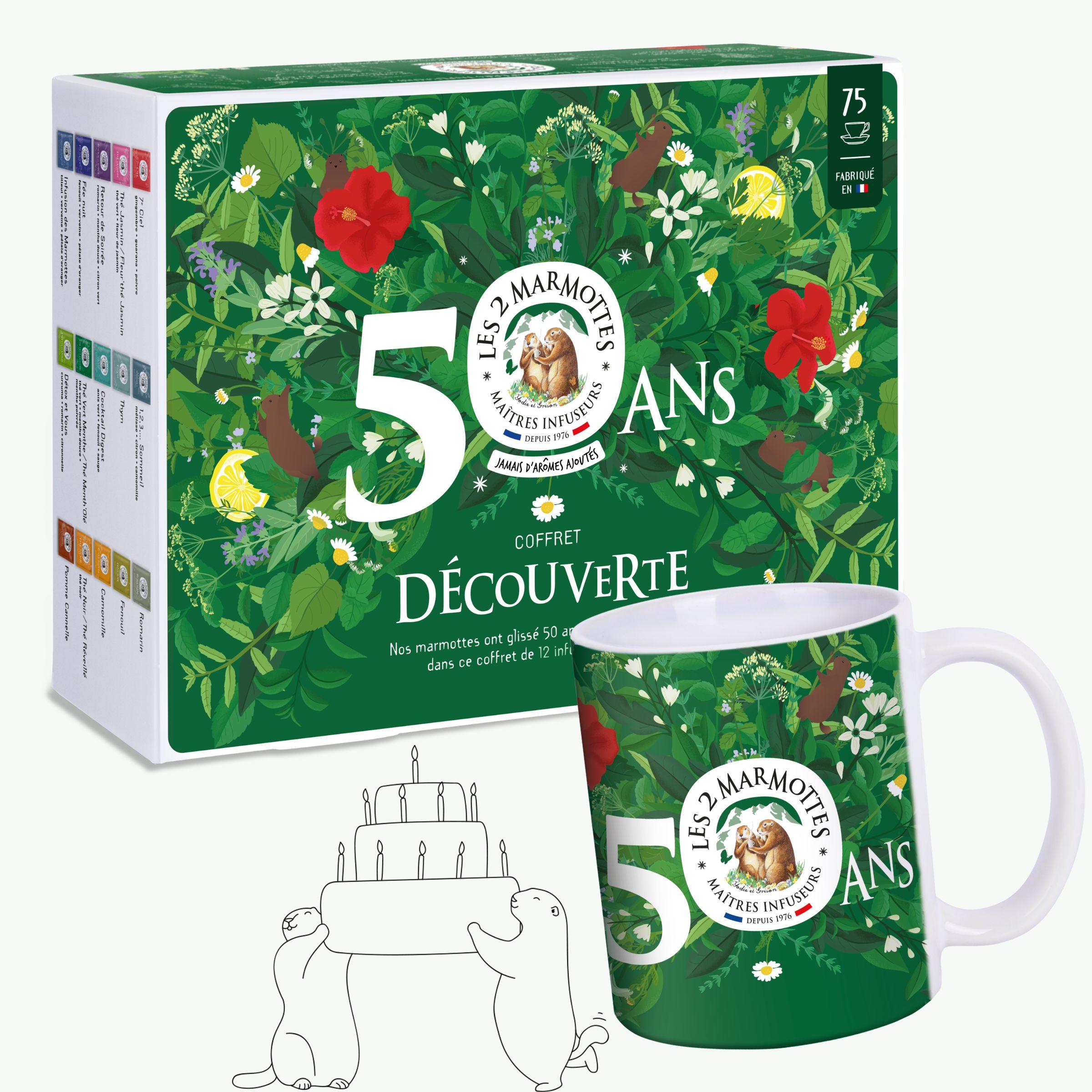 Pack collector 50 ans les 2 marmottes : coffret cadeau + mug en édition limitée