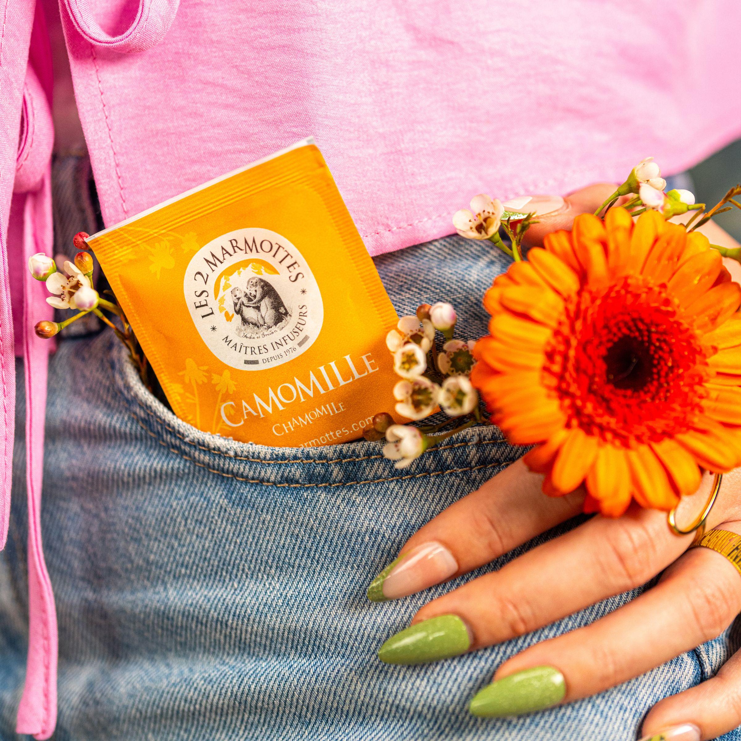 Sachet de tisane pure camomille matricaire, infusion camomille pour dormir, tisane les 2 marmottes aux fleurs