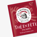 Thé de Noël les 2 Marmottes : thé noir bio, écorces de cacao, orange, cannelle et autres épices. Edition limitée pour les fêtes.