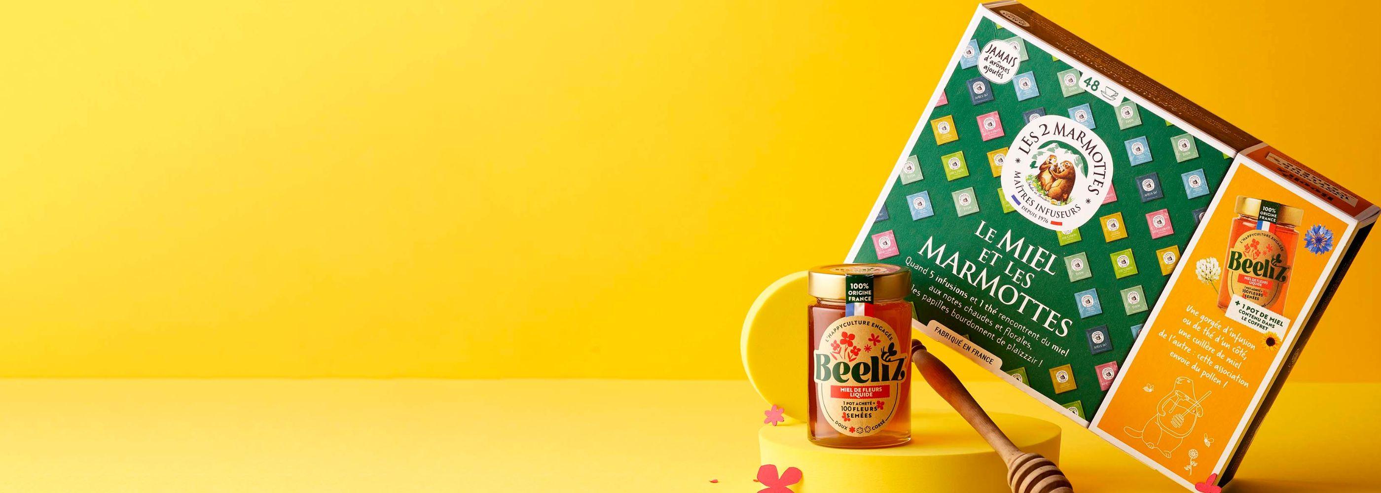 coffret miel et tisane les 2 marmottes