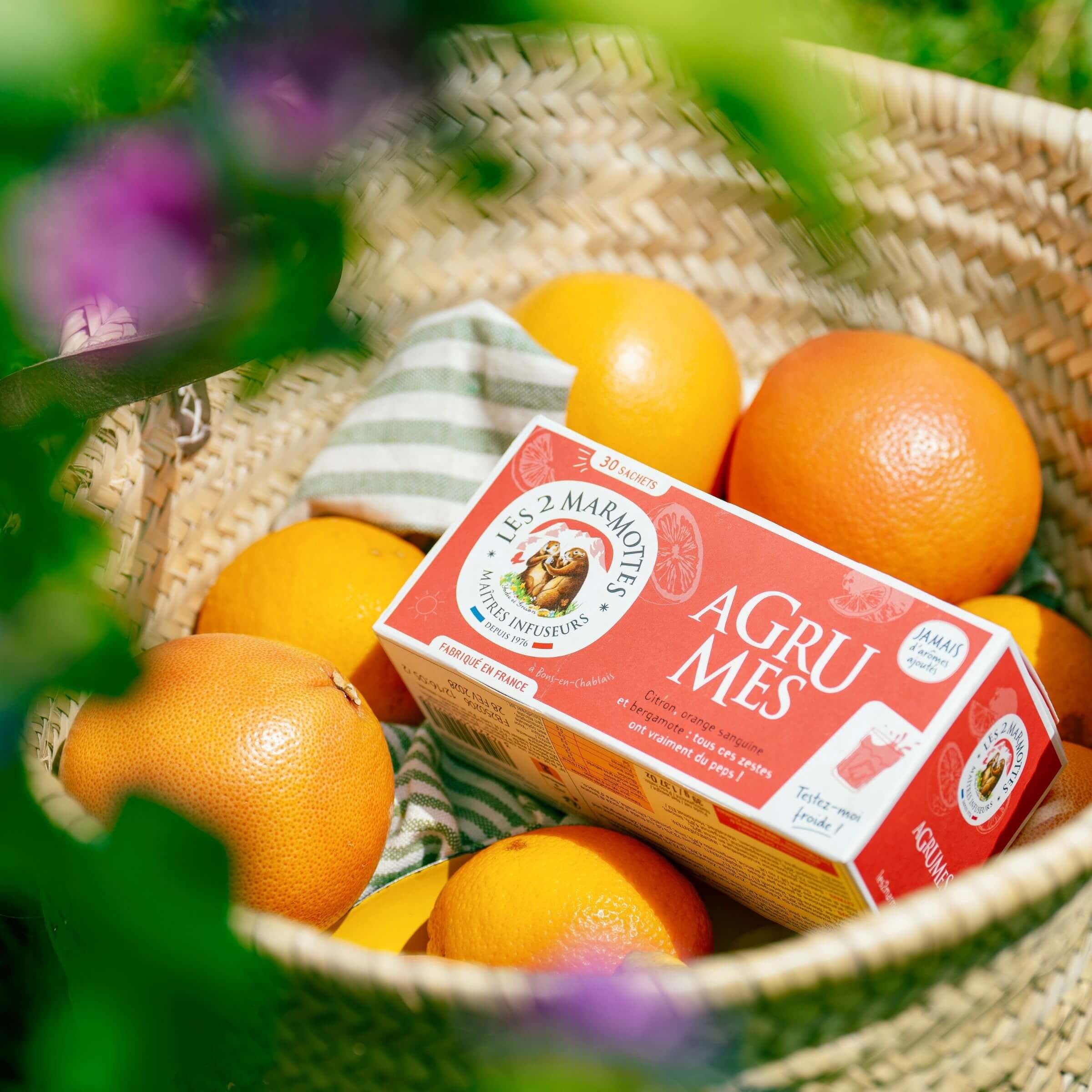 Tisane aux agrumes sans arômes ajoutés (citron, orange, bergamote)
