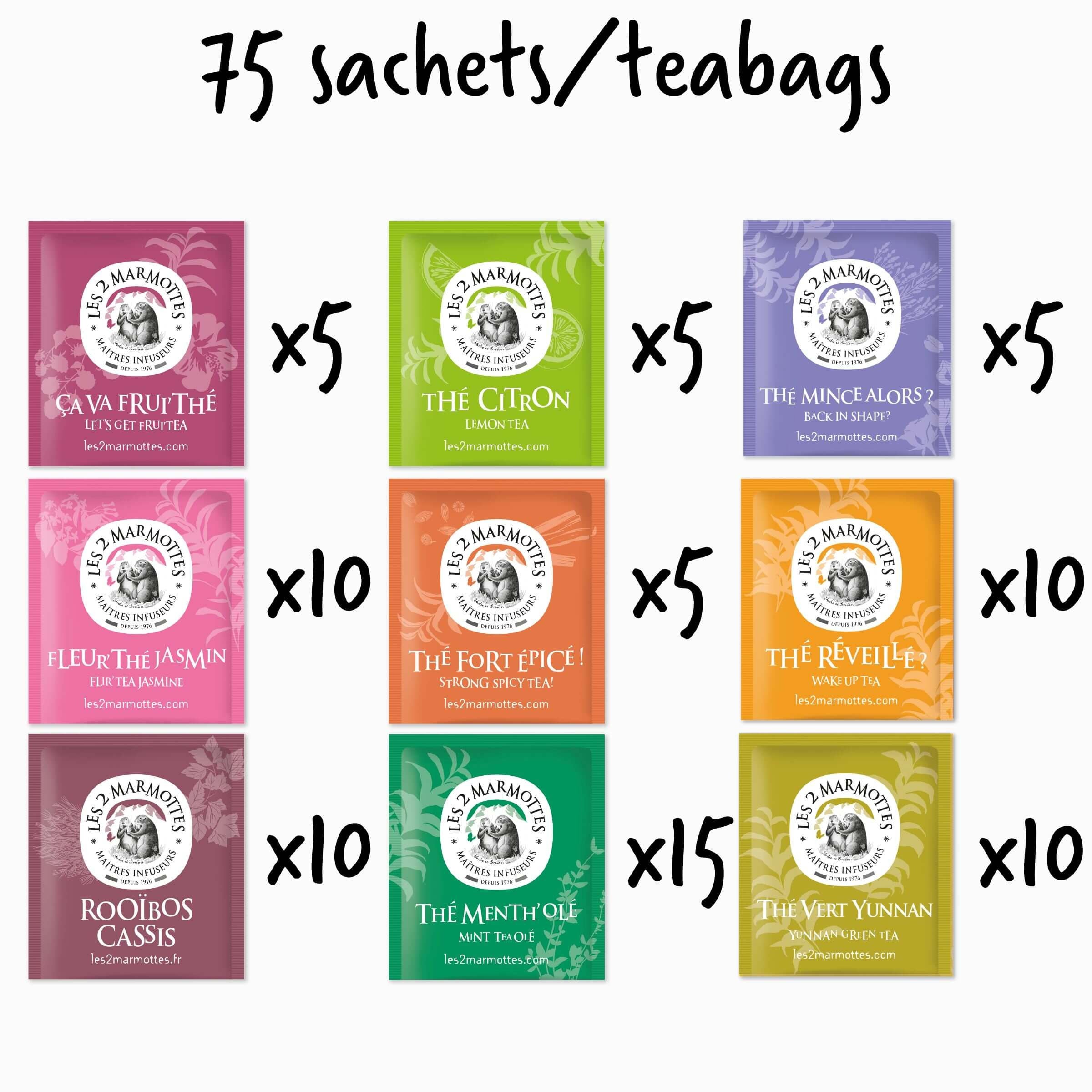 Idée cadeau : un coffret de thés de 75 sachets, fabriqué en France, thés bios et sans arômes ajoutés