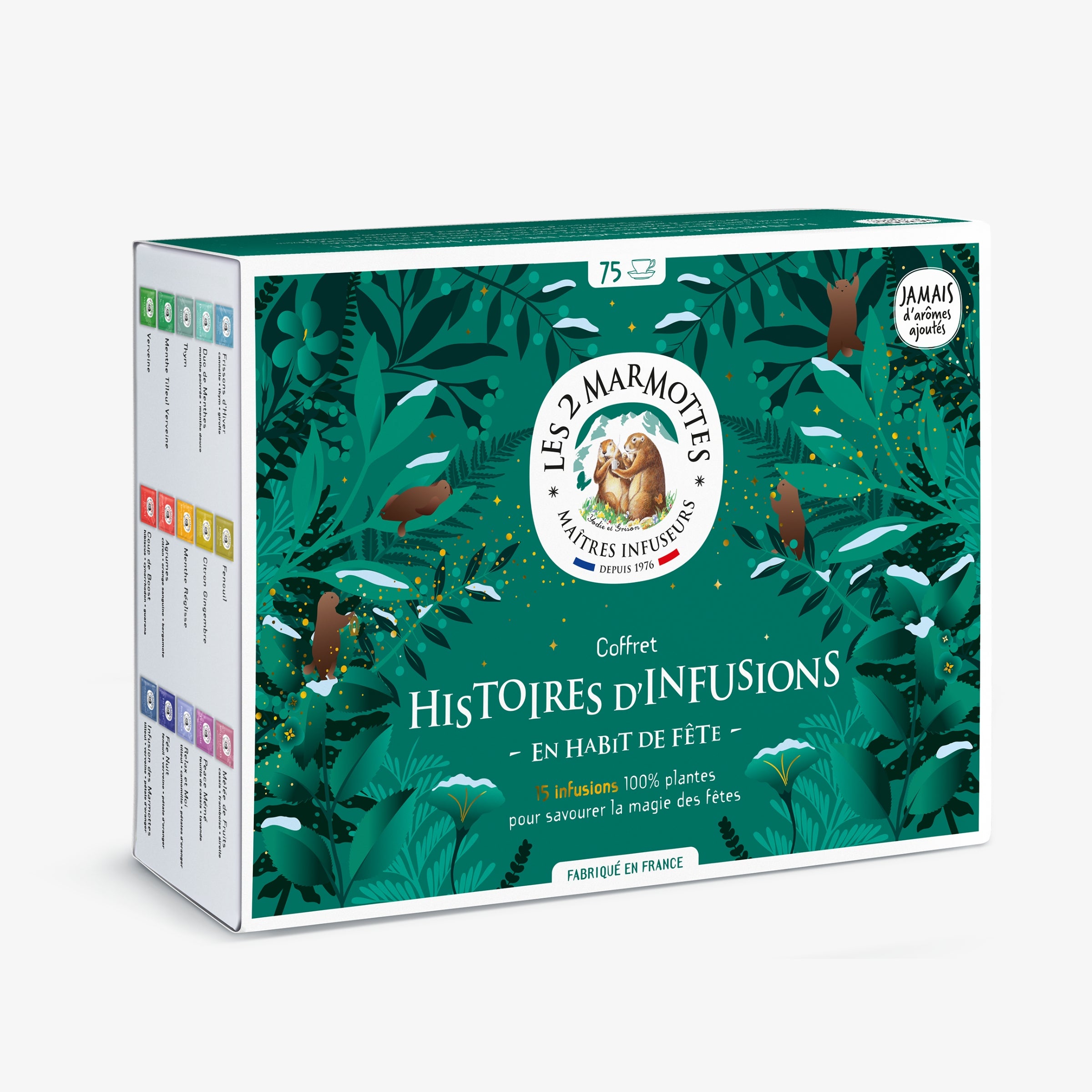 Coffret cadeau de tisanes pour Noël, 15 parfums