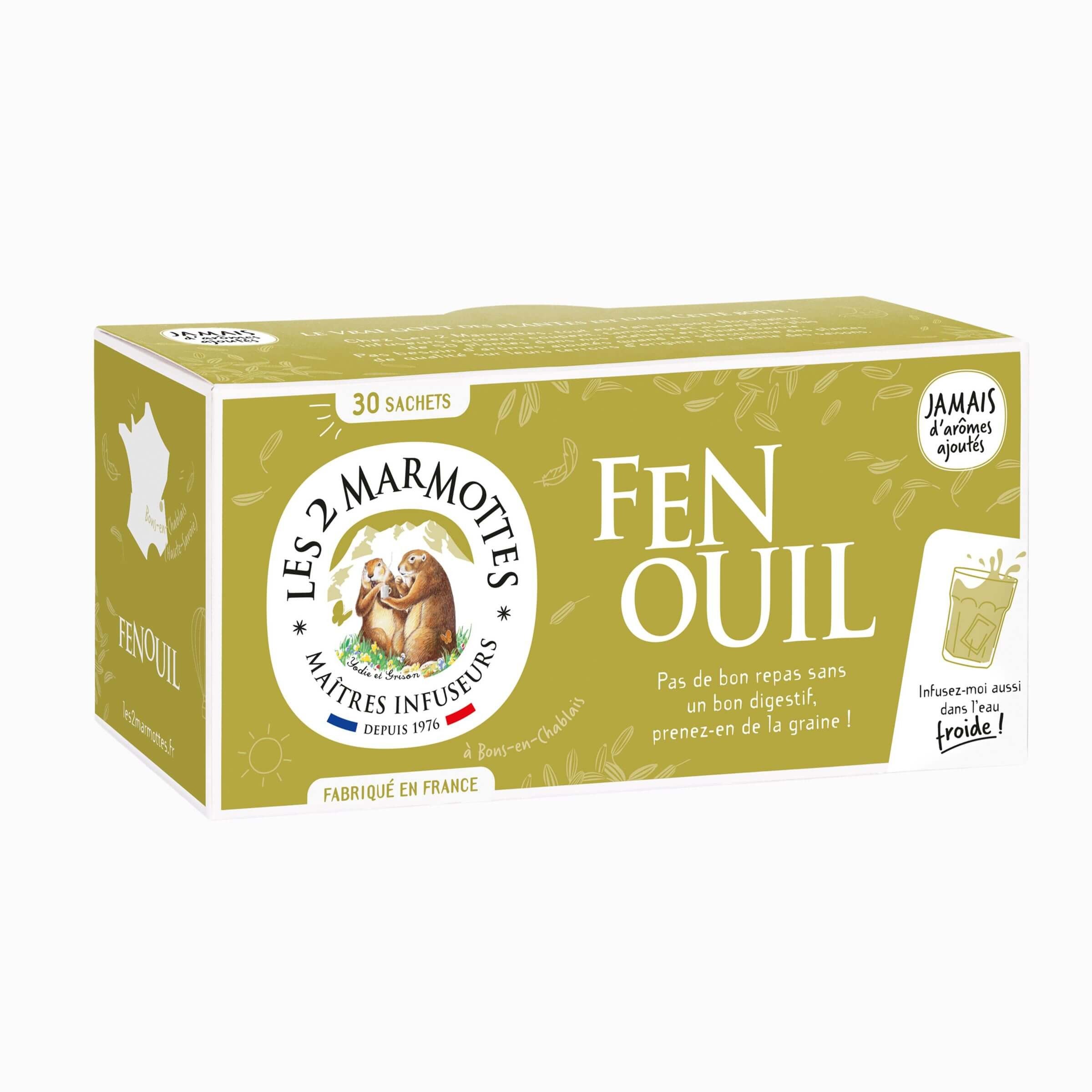 Infusion fenouil 100% plantes Les 2 Marmottes - Made in France - Sans arômes ajoutés