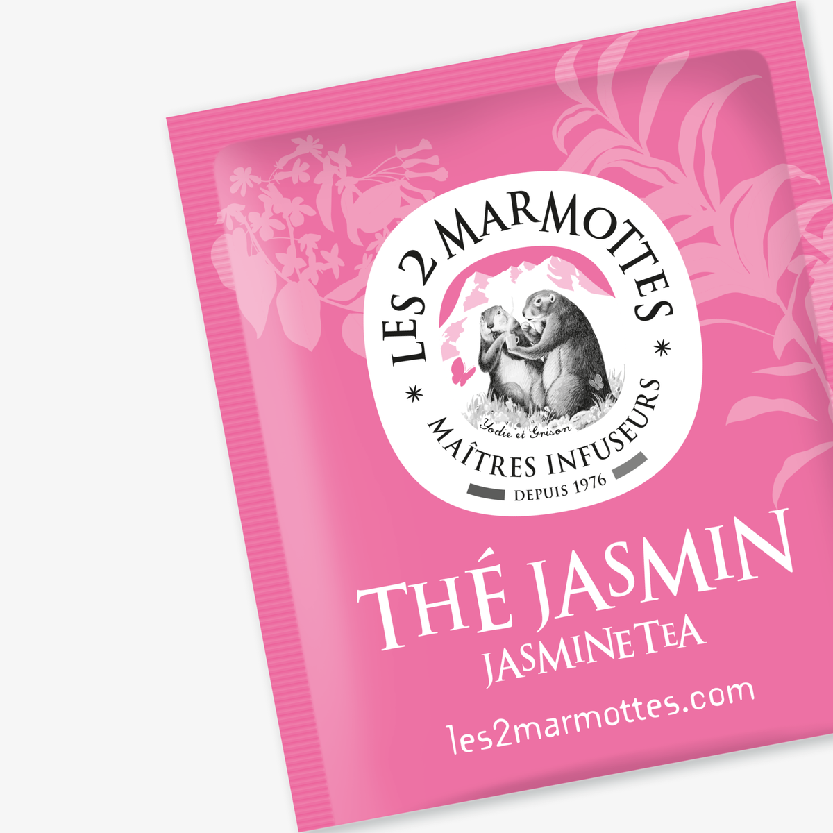 Sachet Thé vert aux fleurs de jasmin biologique Les 2 Marmottes - Made in France - Sans arômes ajoutés