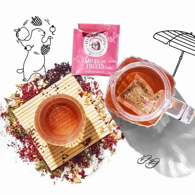 Testez la tisane glacée aux fruits rouges : Mêlée de Fruits se déguste aussi en version froide durant l'été