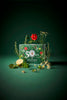 Mug et coffret collector 50 ans Les 2 Marmottes, mug vert illustration fleurs et herbes avec citation "le mug officiel des belles plantes"